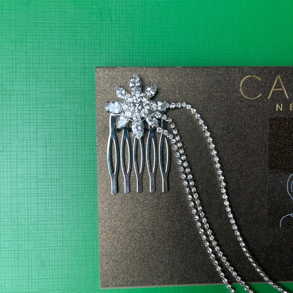 NWT Carolee Bridal/Wedding Rhinestone Silver Hair Drape Swag Headpiece